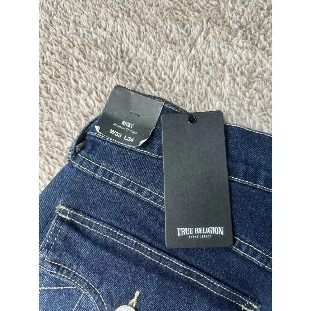 True Religion Ricky SN Flap Straight Jeans Men’s 33 Blue NWT $159